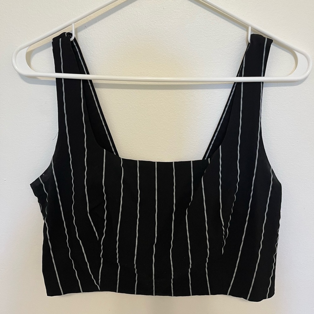 H&M black crop top with stripes
